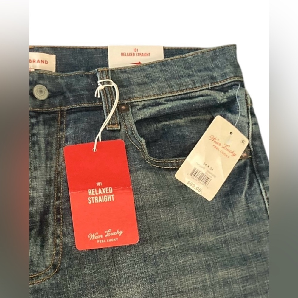 NWT Lucky Brand Men's Relaxed Straight Leg Jeans 34x34 Blue Denim $99